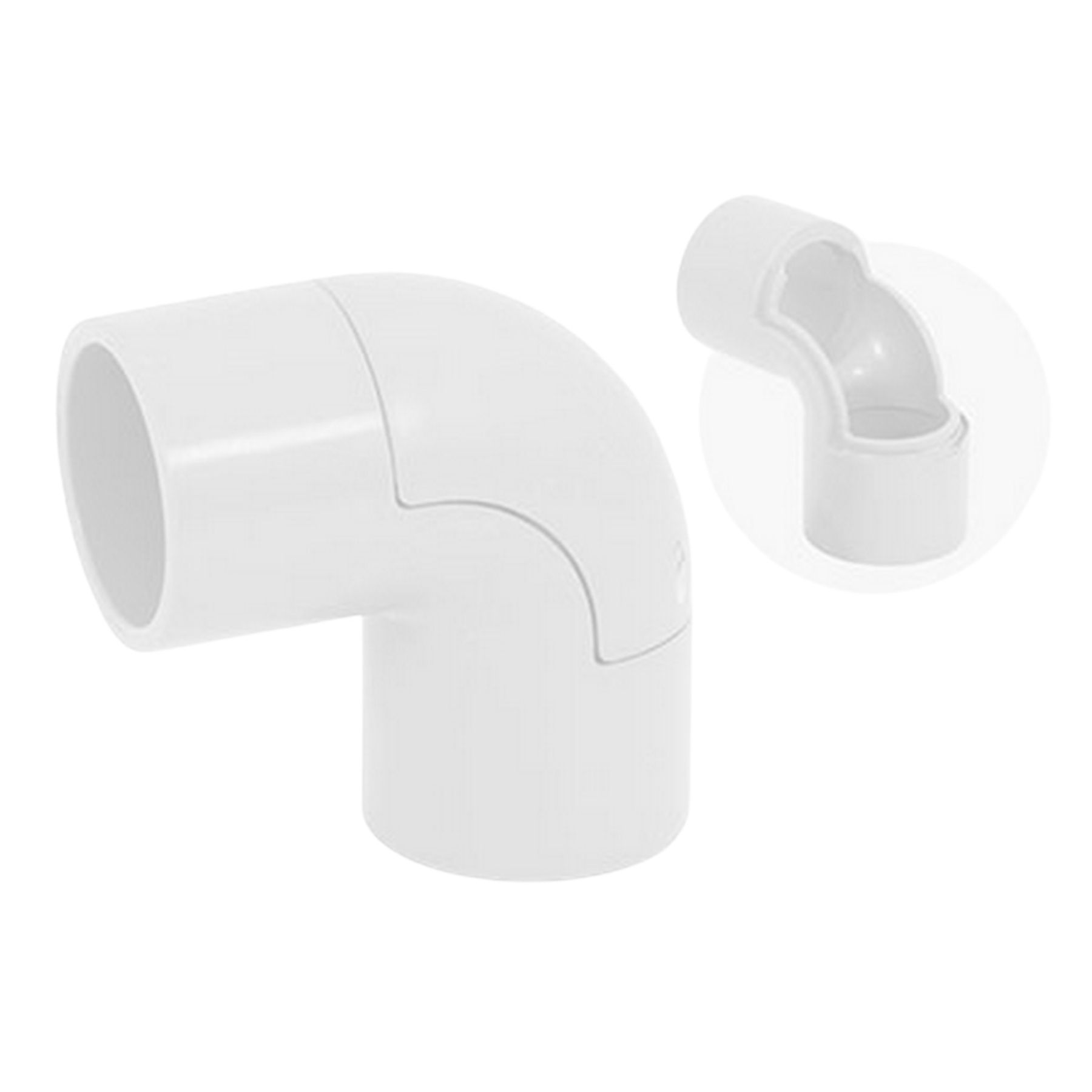 Opções de cores do cotovelo: branco, cinza e preto